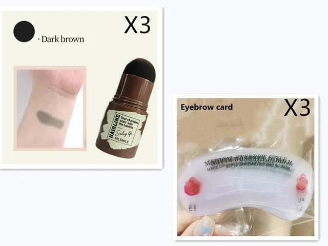 Brow Stamp Shaping Kit Eyebrow Stamp Waterproof Long Lasting Natural Shape Brow Stamp Contouring Stick Makeup Eyebrow Shadow C Combination X3 - Shop at LoveMi