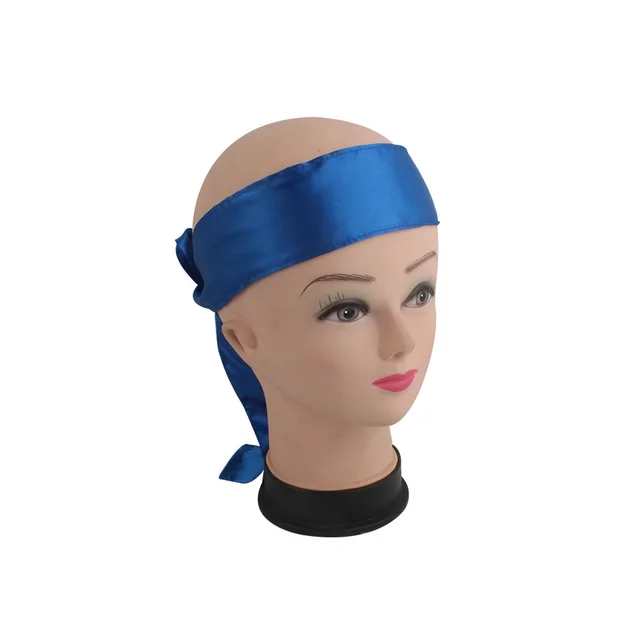 Wig, Turban, Satin Cloth, Long Scarf, Long Ribbon, Silk Hairband, Headband, Headband Blue - Shop at LoveMi
