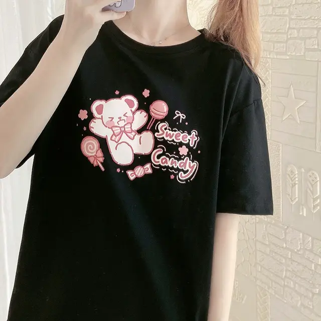 Women's Cotton Plus Size Round Neck Short Sleeve T shirt Black - Shop at LoveMi