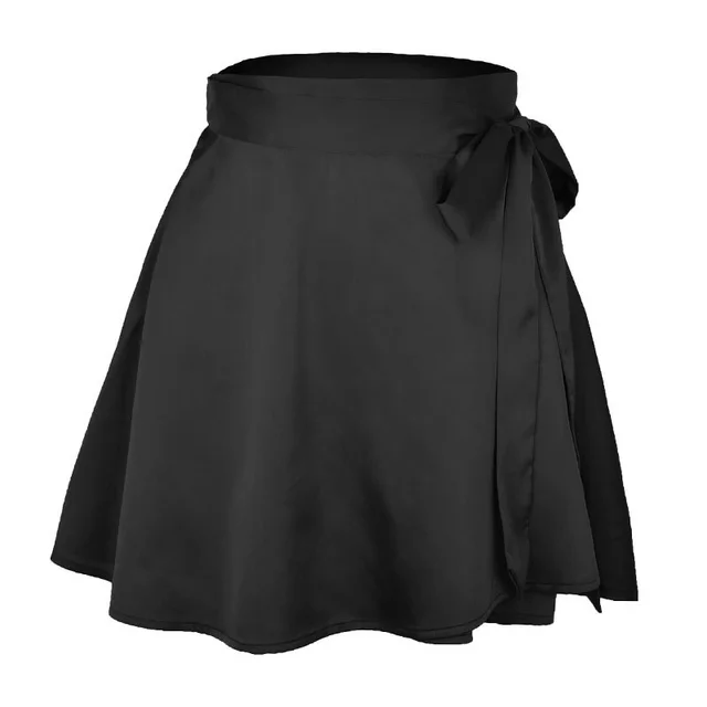 Hip packed Solid Color Skirt Female Fashion Chiffon Satin High Waist A Line Short Skirt Black - Shop at LoveMi