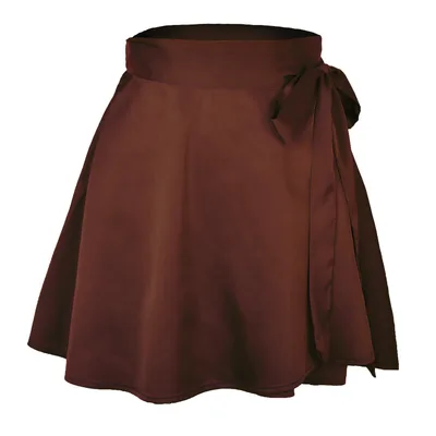 Hip packed Solid Color Skirt Female Fashion Chiffon Satin High Waist A Line Short Skirt Coffee - Shop at LoveMi