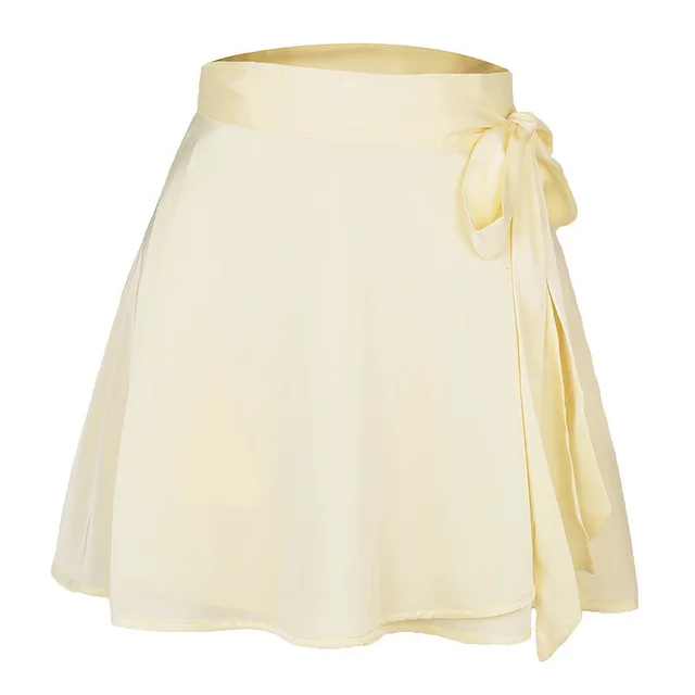 Hip-packed Solid Color Skirt Female Fashion Chiffon Satin High Waist A-Line Short Skirt - Khaki
