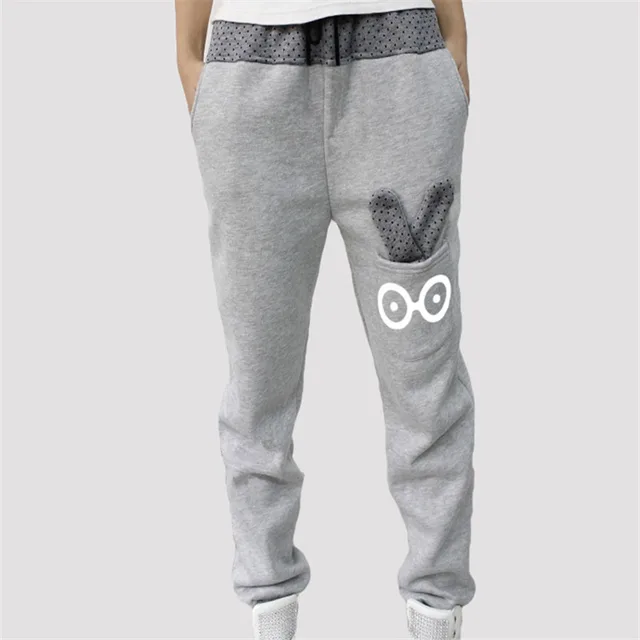 Thin Section Comfortable Hollow Female Pants Casual Wild Harem Pants Cartoon Rabbit Sports Pants Loose Female Student Pants Grey - Shop at LoveMi