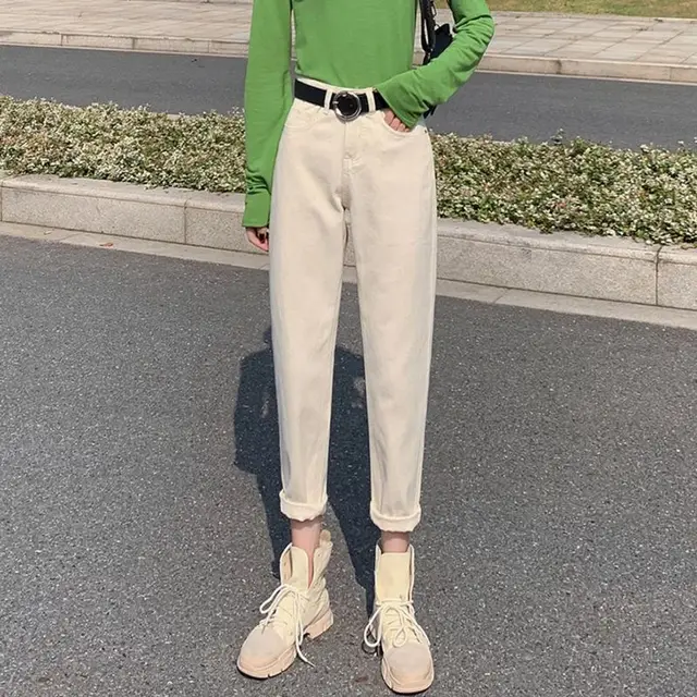 Spring And Autumn Straight And Thin Carrot Harlan Pants Apricot - Shop at LoveMi