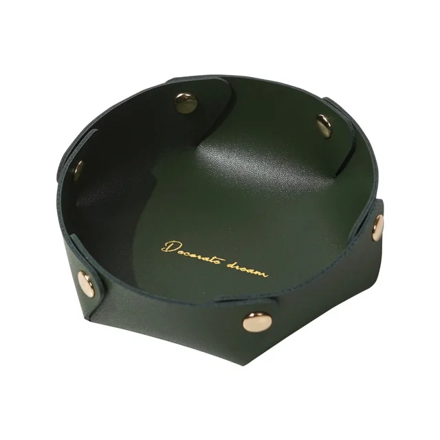 Nordic Ins Leather Desktop Storage Box Key Door Cosmetics Jewelry Porch Debris Storage Box Storage Tray Green - Shop at LoveMi