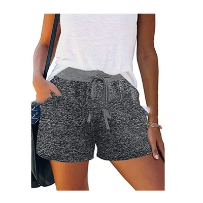 Women's Summer Comfortable Elastic Waist Shorts Fitness Casual Shorts With Pockets 1.Black - Shop at LoveMi