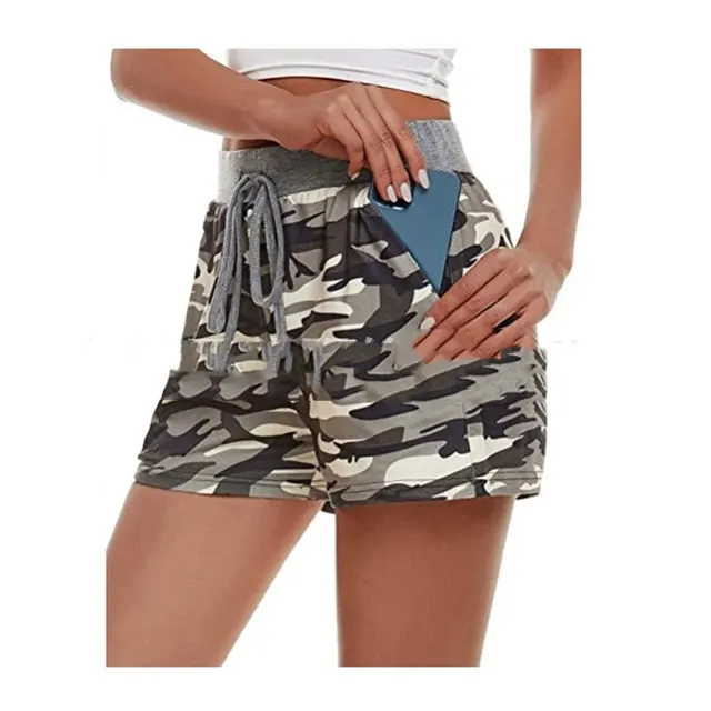 Women's Summer Comfortable Elastic Waist Shorts Fitness Casual Shorts With Pockets Camouflage - Shop at LoveMi