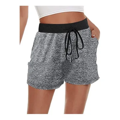 Women's Summer Comfortable Elastic Waist Shorts Fitness Casual Shorts With Pockets Grey - Shop at LoveMi