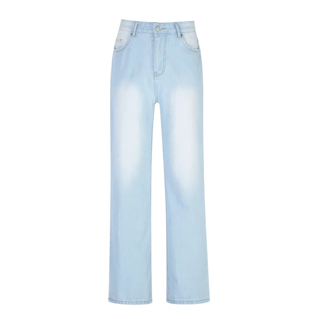 High Waist Loose Wide Leg Women's Jeans Mopping Jeans New One Light Blue - Shop at LoveMi