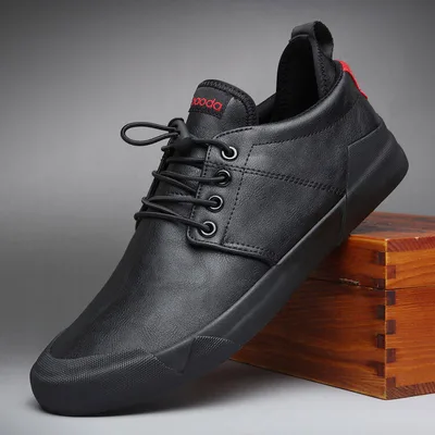 New Style Men's Leather Casual Shoes Flat Shoes Gold - Shop at LoveMi
