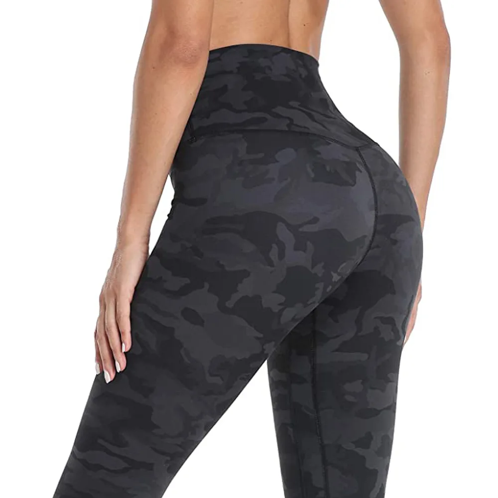 Pure Colour Long Yoga Fitness Pants - Camouflage Grey