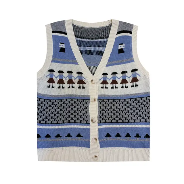 Women's Loose Knit Sweater Korean Style All match Spring And Autumn Tops White Blue - Shop at LoveMi