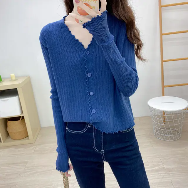 New Style Loose Lazy Style Long sleeved Sweater Top Blue - Shop at LoveMi
