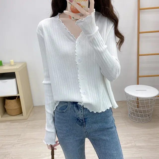 New Style Loose Lazy Style Long sleeved Sweater Top White - Shop at LoveMi