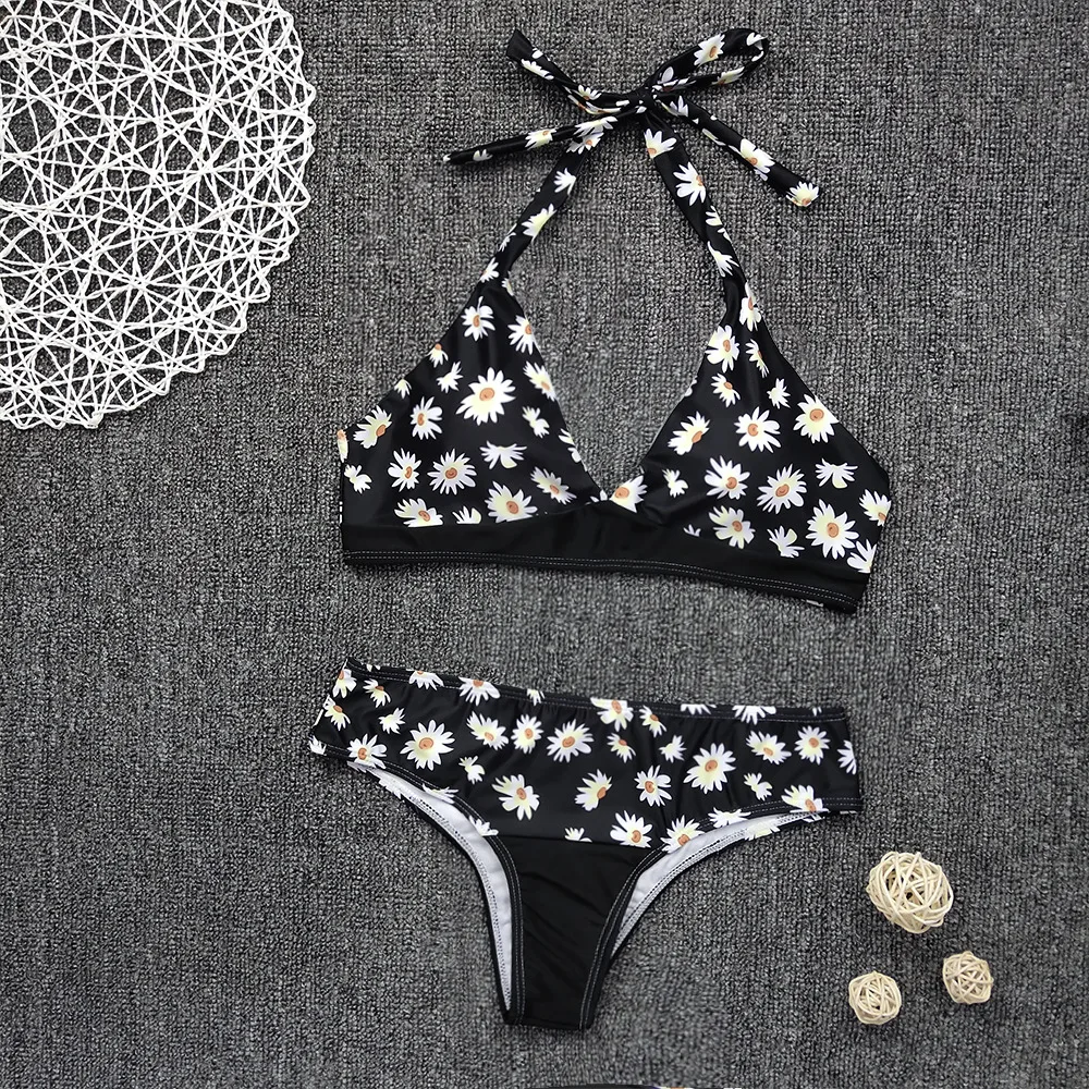 Sunflower Digital Print Sexy Bikini Small Daisy Print Xl - Shop at LoveMi