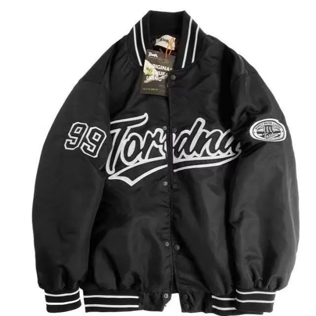 National Tide American Retro Embroidery Baseball Uniform Street Black - Shop at LoveMi