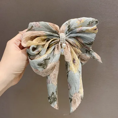 Big Bow Floral Hairpin Blue - Shop at LoveMi