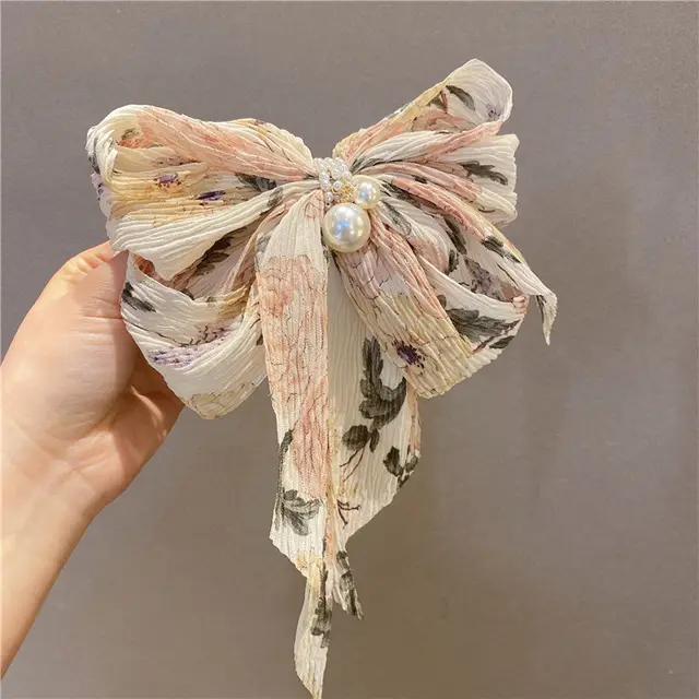 Big Bow Floral Hairpin Rice Flour - Shop at LoveMi