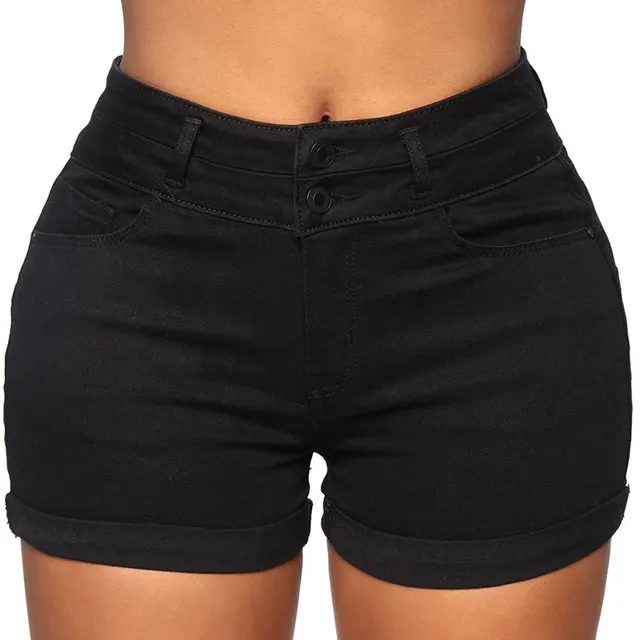 Butt Lift Fitted Denim Shorts Black - Shop at LoveMi