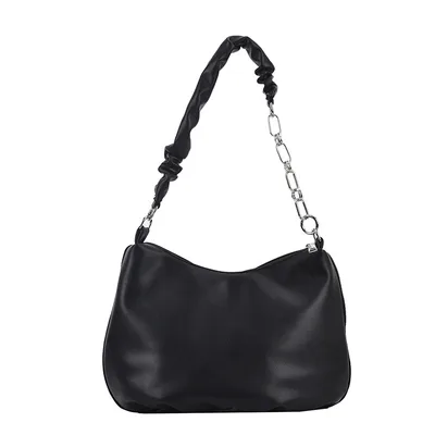 Soft Leather Pearl Chain Small Bag, Shoulder And Armpit Bag Black - Shop at LoveMi