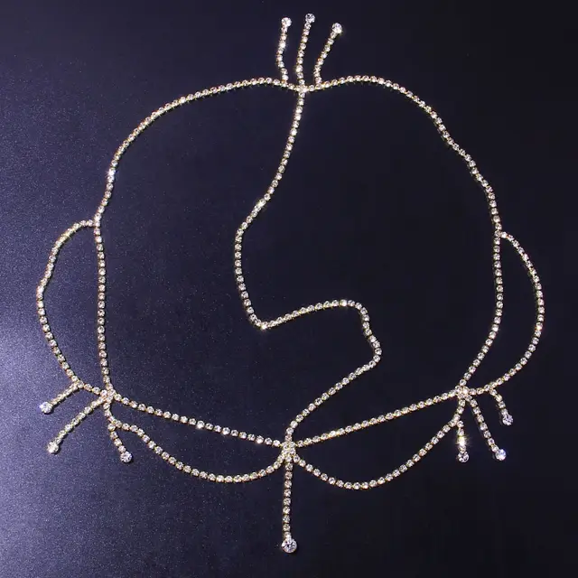 Tassel Niche Rhinestone Hair Accessories Bridal Headdress Jewelry Golden - Shop at LoveMi