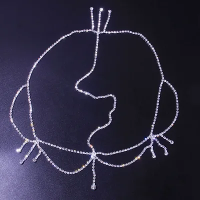 Tassel Niche Rhinestone Hair Accessories Bridal Headdress Jewelry Silver - Shop at LoveMi
