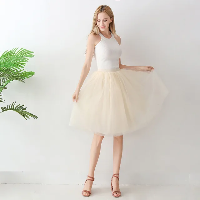 Puff Skirt Pleated Skirt Mesh Skirt Adult Skirt A Line Skirt Champagne - Shop at LoveMi