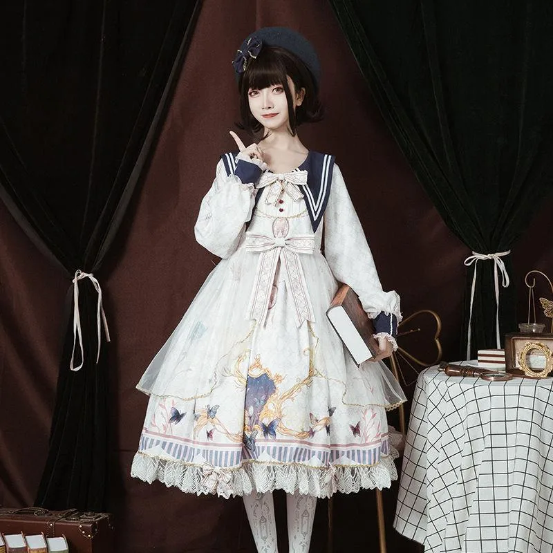 Lolita Dress Victorian Lolita Elegant Gorgeous Butterfly - White - View 1