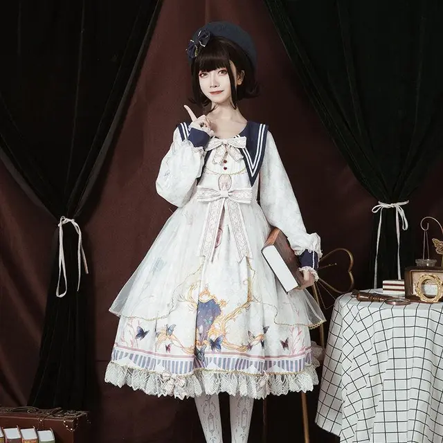 Lolita Dress Victorian Lolita Elegant Gorgeous Butterfly White - Shop at LoveMi