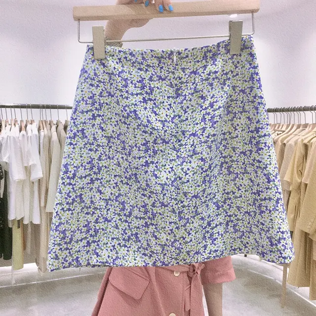 Floral Chiffon High Waist Short Bust Skirt Purple - Shop at LoveMi