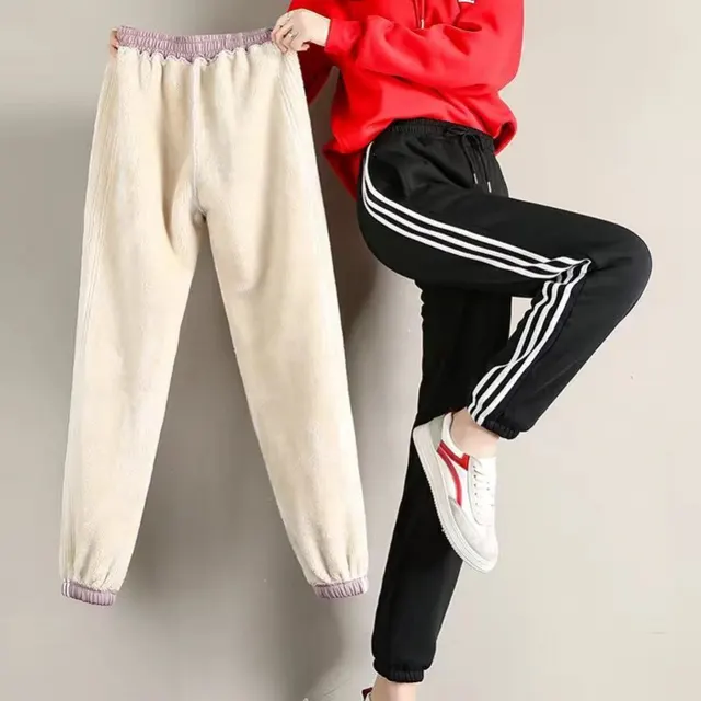 Autumn And Winter Plus Velvet Thickening Imitation Lamb Velvet Sweatpants Women Black - Shop at LoveMi