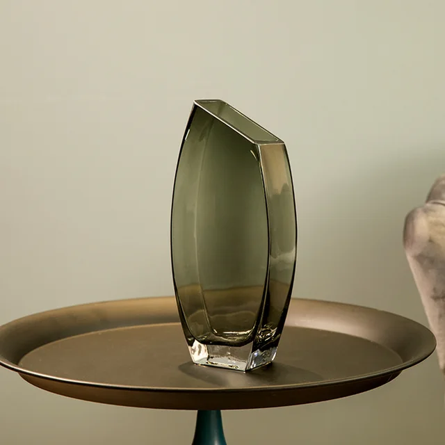 Creative Geometric Oblique Square Transparent Glass Vase 30Cm Vase - Shop at LoveMi