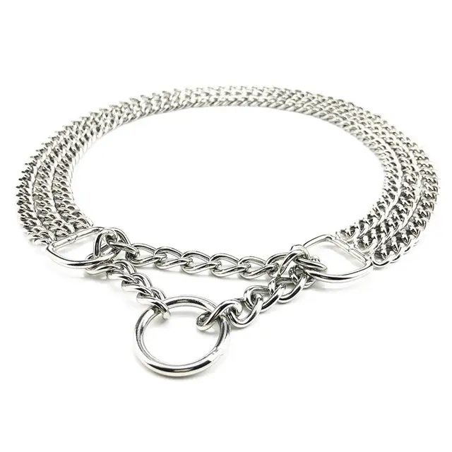Dog Training Chain Pet Choke Collar Double Row Metal Chain Sliver - Shop at LoveMi