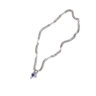 Brass Zircon Love At First Sight Rose Pendant Necklace White Gold - Shop at LoveMi