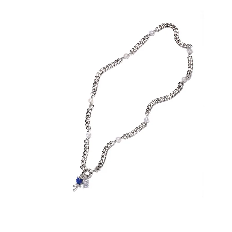 Brass Zircon Love At First Sight Rose Pendant Necklace White Gold - Shop at LoveMi