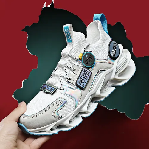 Hollow Blade Shock Absorption Sports Shoes Summer Breathable Flying Woven Casual Shoes White - Shop at LoveMi
