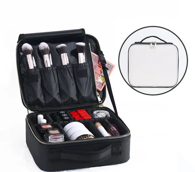 Women's Cosmetic Bag Cosmetic Bag Beauty Storage Box Leather Mini Small White And B - Shop at LoveMi