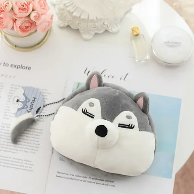 Shiba Inu Husky Dumpling Pendant Pet Dog Cosmetic Bag Keychain Grey - Shop at LoveMi