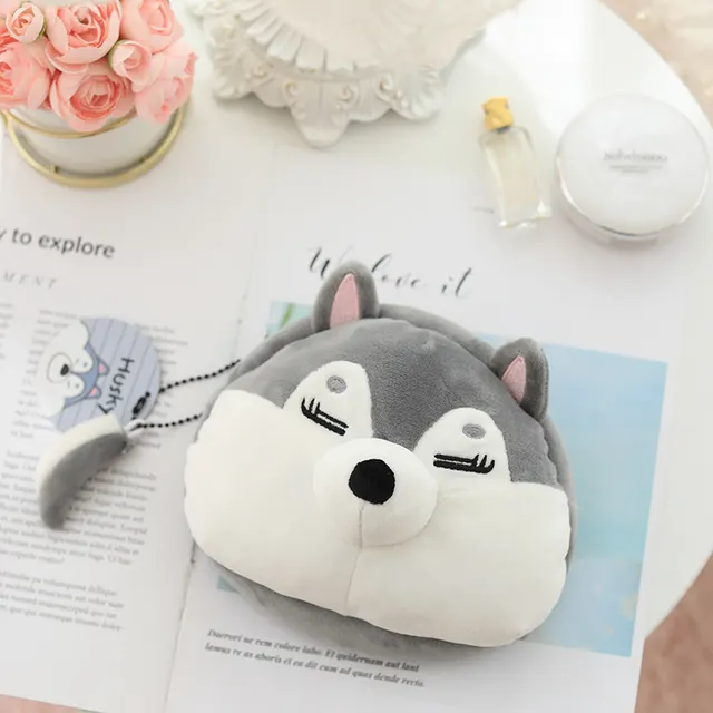 Shiba Inu Husky Dumpling Pendant Pet Dog Cosmetic Bag Keychain Grey - Shop at LoveMi