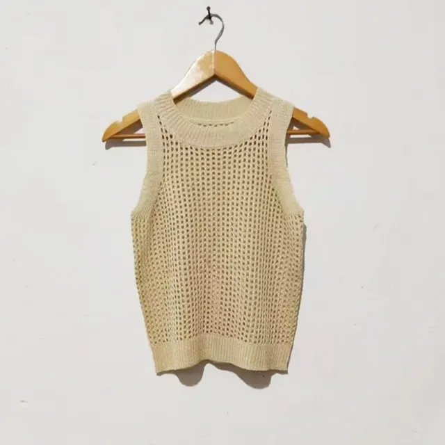 Crochet Sleeveless Light Brown - Shop at LoveMi