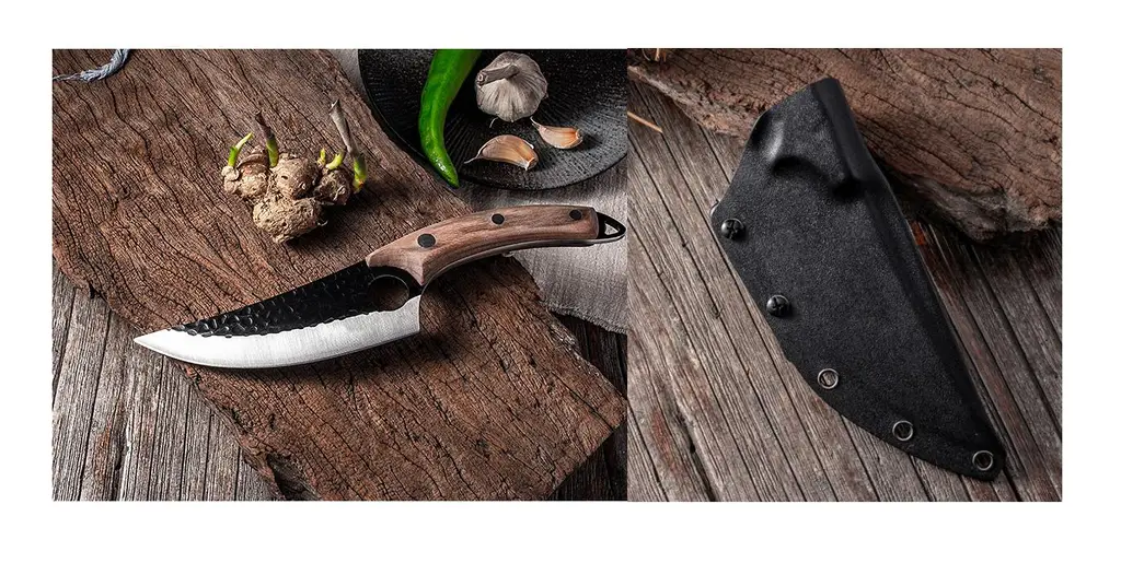 Small Scimitar Special For Slaughter Cutting Meat Deboning - Wood With Sheath