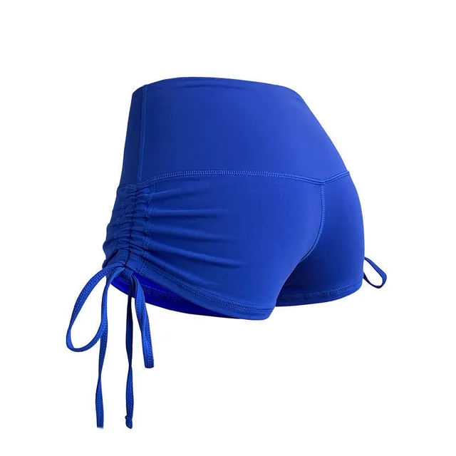 Fitness Yoga Shorts Women's Outer Wear Fitness Exercise Large Drawstring High Elastic Peach Hip Dark Blue - Shop at LoveMi