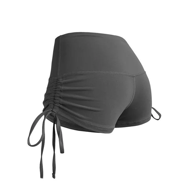 Fitness Yoga Shorts Women's Outer Wear Fitness Exercise Large Drawstring High Elastic Peach Hip Grey - Shop at LoveMi
