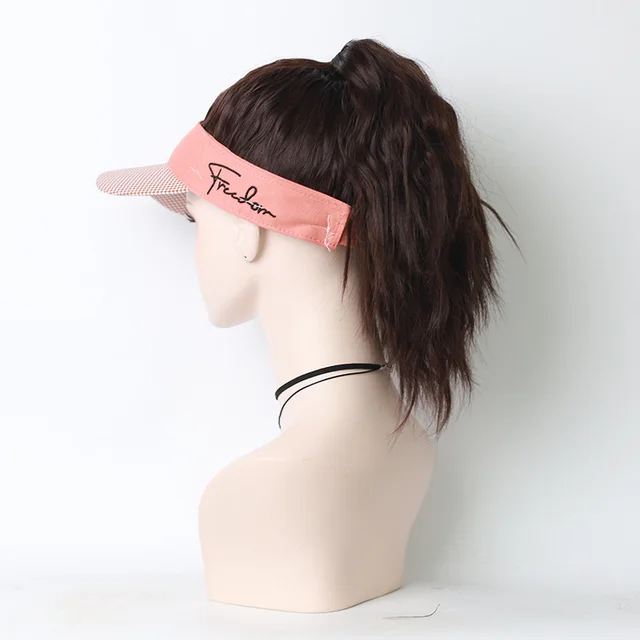 Big Wave Black Baseball Hat Wig Female One piece Stall Supply Net Red Long Wig Dark Brown Orange - Shop at LoveMi