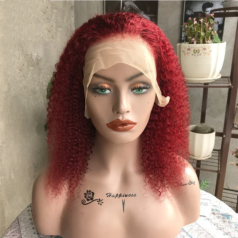 Frontal Lace Wig Human Hair Kinky Curly Hair - 10Inch - View 1