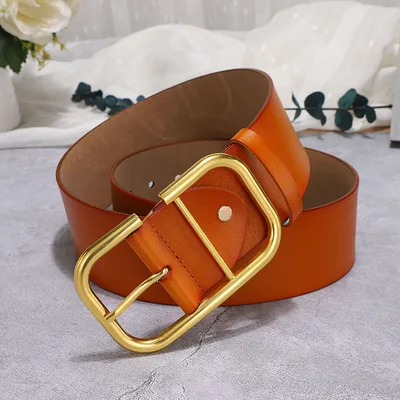 EAM PU Leather Belt With Large Slit Buckle Camel - Shop at LoveMi