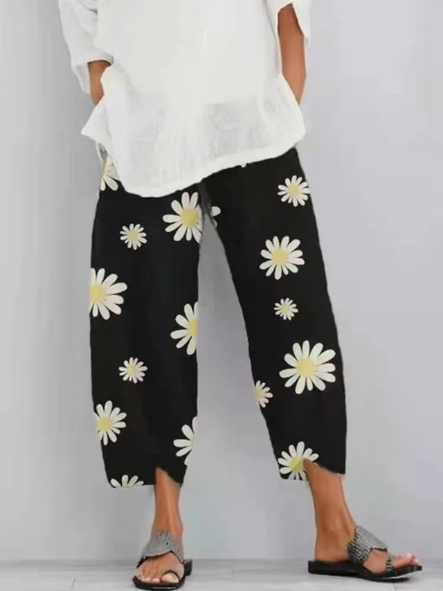 Women's Pants Daisy Printed Harem Pants Pocket Casual Pants 2.Style - Shop at LoveMi