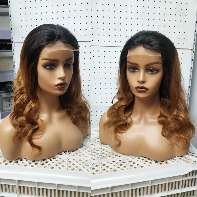 Ombre 1B 27 Body Wave 4x4 Lace Wig Brazilian Human Hair Wigs Black Brown - Shop at LoveMi