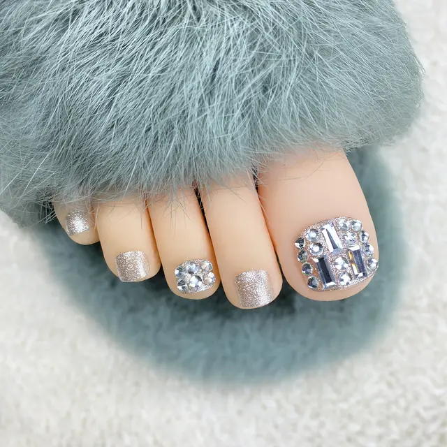 Silver Full Rhinestone Nail Strips Blue - Shop at LoveMi