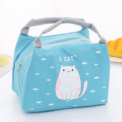 Cartoon New Portable Small Lunch Box Bag Outdoor Thick Winter Warmth Insulation Bag Cute Pet Lunch Bag Kitty - Shop at LoveMi